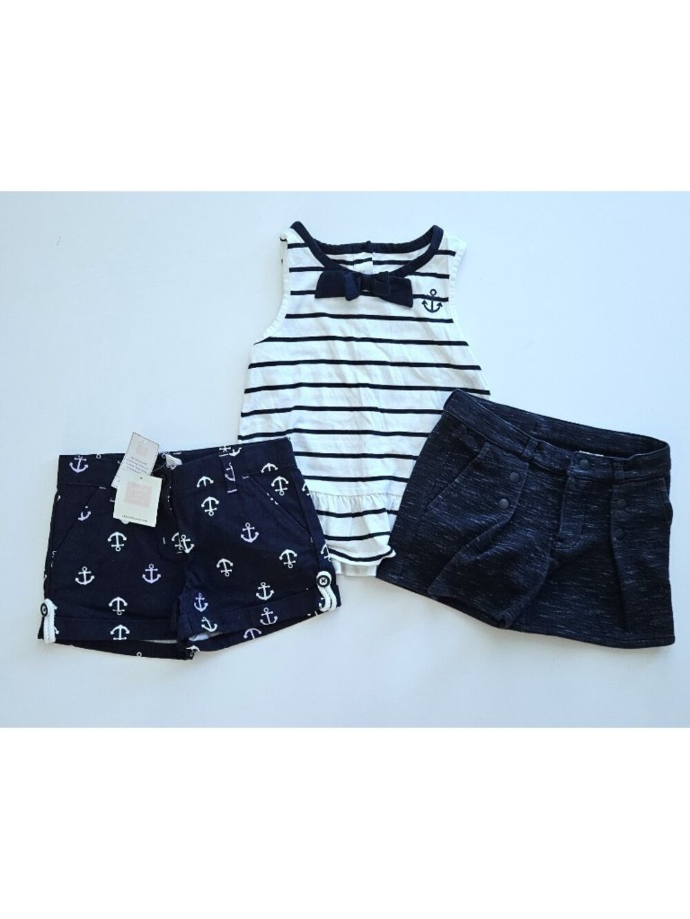 Janie and Jack 4-5 Navy Nautical Anchor Top Shorts Lot